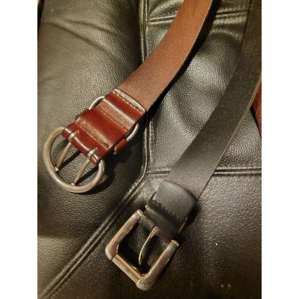 Women's Adjustable Brown & Black Belts, Made in the USA, Genuine Leather